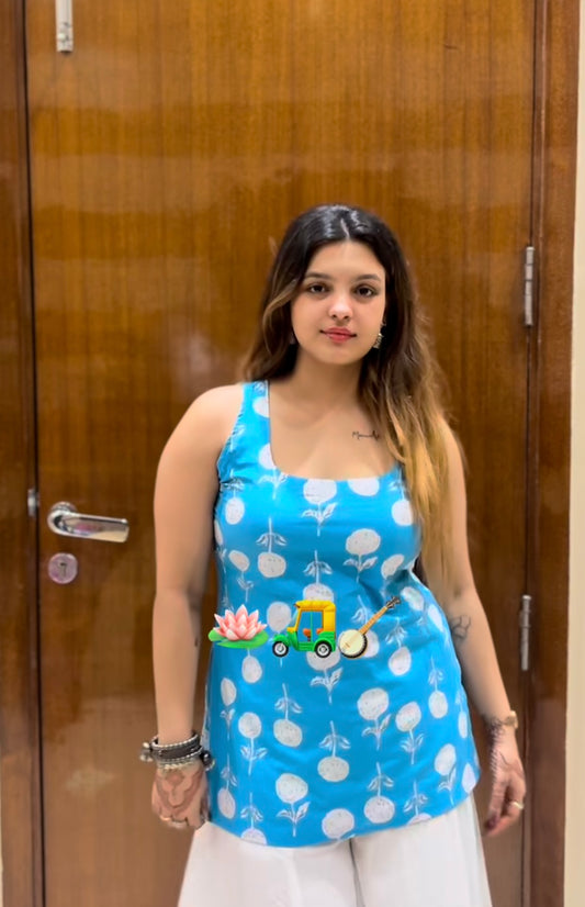 Blue Blossom Kurti